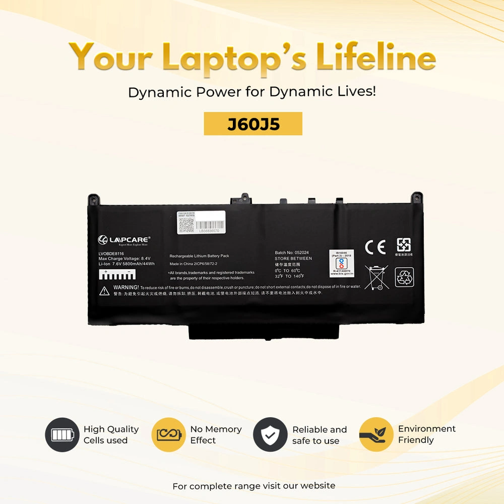 Lapcare Laptop Battery Compatible For Dell E7270 | E7470 | J60J5 view 2